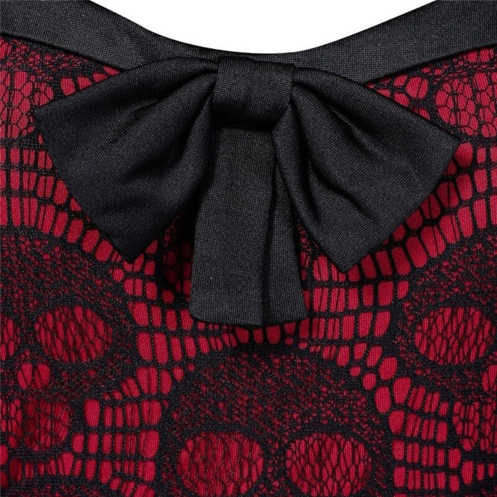 Red & Black Skull Lace Dress - Picture 3 of 6